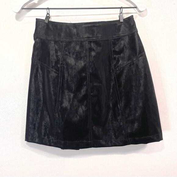 NWT - Faux Wrap Leather/Suede Skirt in Black - Extra Small - Picture 2 of 6